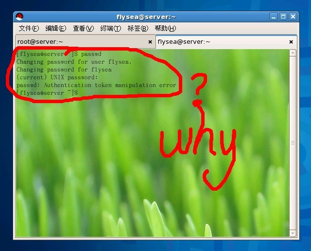 ޸passwd:Authentication token manipulation err