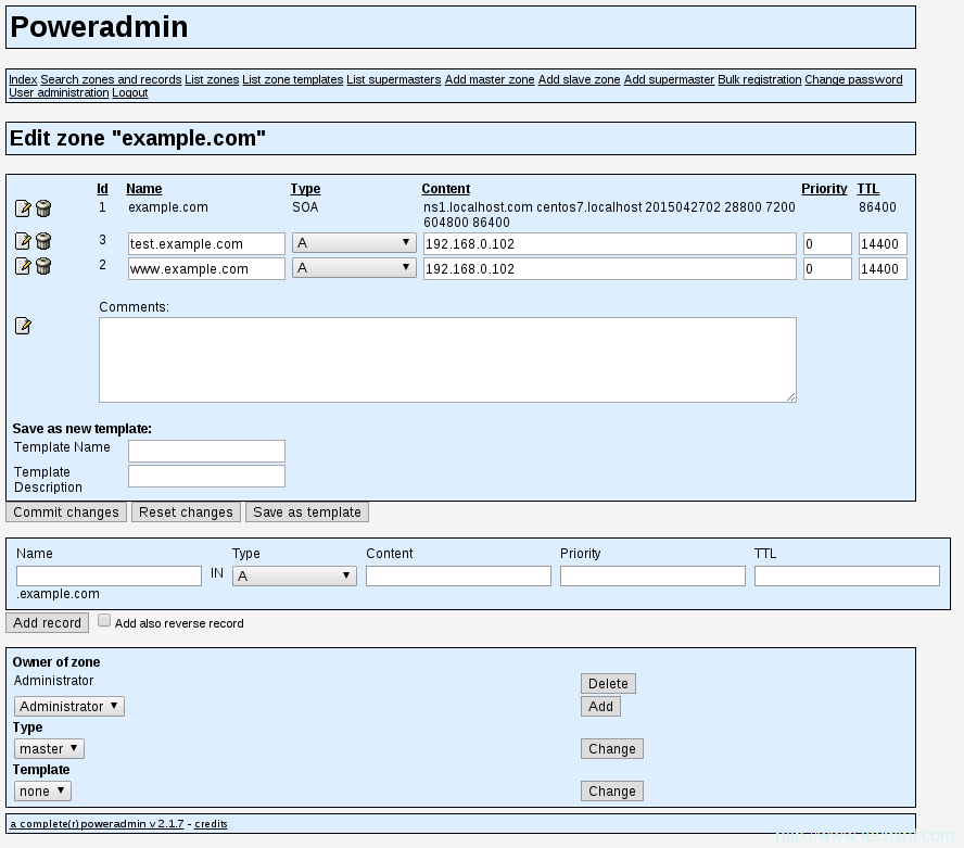 RHEL/CentOS 7аװPowerDNSPowerAdmin