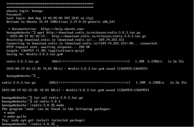 Ubuntu server 15.0.4װRedis makeִ
