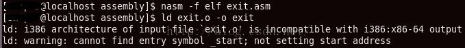 ld: i386 architecture of input file `exit.o' is incompatible