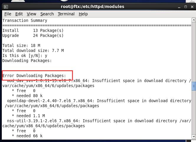 yumError Downloading PackagesĽ
