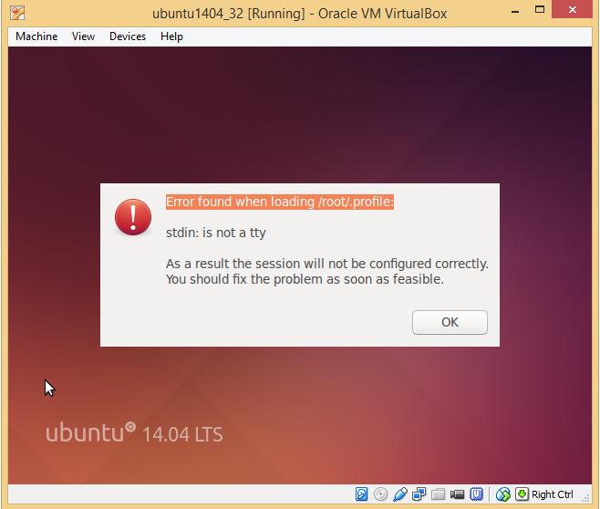 ubuntu¼Error found when loading /root/.profile: