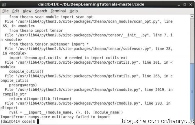 theano:ImportError: numpy.core.multiarray failed to import