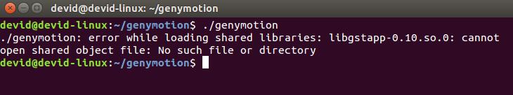 ubuntugenymotionNo such file or directory