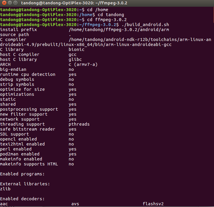 Ubuntu±Android汾ffmepg so⼰Դ