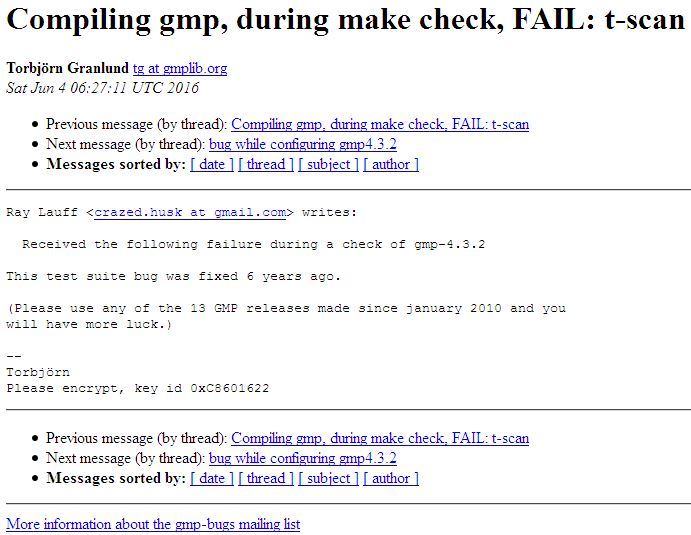 GMPmake checkʱ֣FAIL t-scan