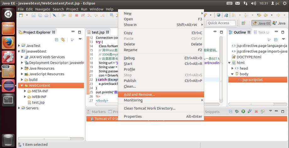 UbuntuвJSPĿEclipse+Mysql+JDBC