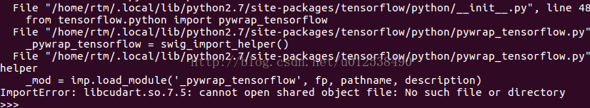 װtensorflow,libcudart.so.7.5: cannot open shared