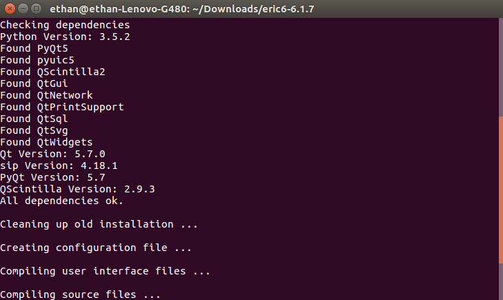 Ubuntu16.04´python3.5+PyQt5.7+Eric6