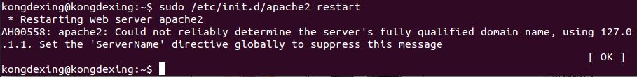 ubuntu apache using 127.0.1.1. Set the 'ServerName'