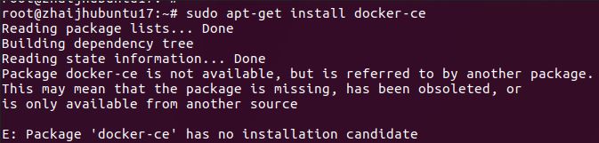E: Package 'docker-ce' has no installation candidate