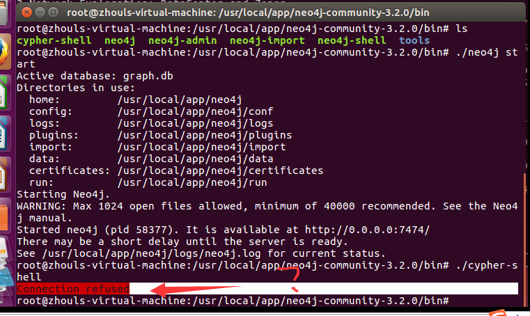Neo4jִcypher-shellʱConnection refused