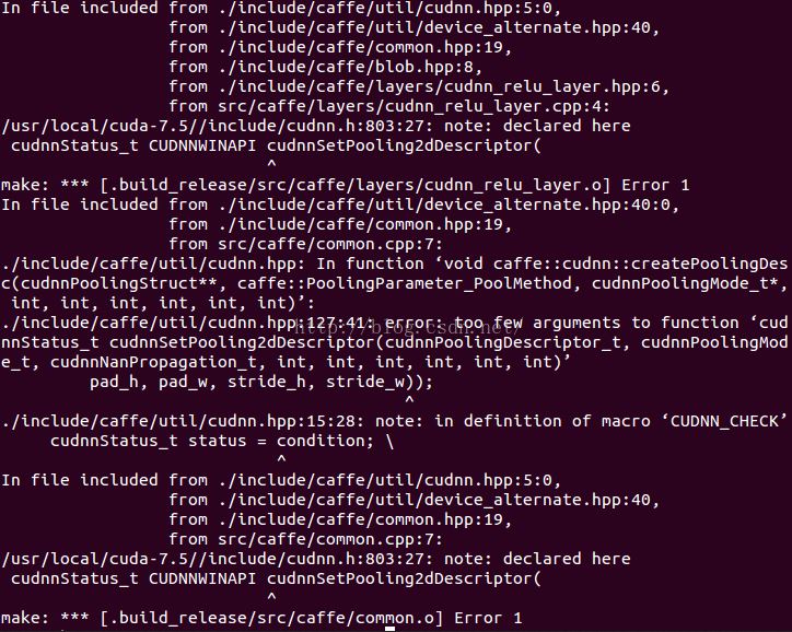 caffe[.build_release/src/caffe/common.o] Error 1
