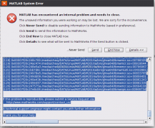 Matlab:matlab has encountered an internal