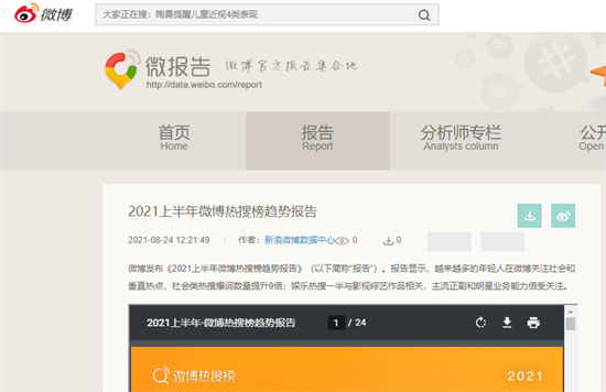 微博發佈熱搜半年報在哪看微博發佈熱搜半年報完整報告地址
